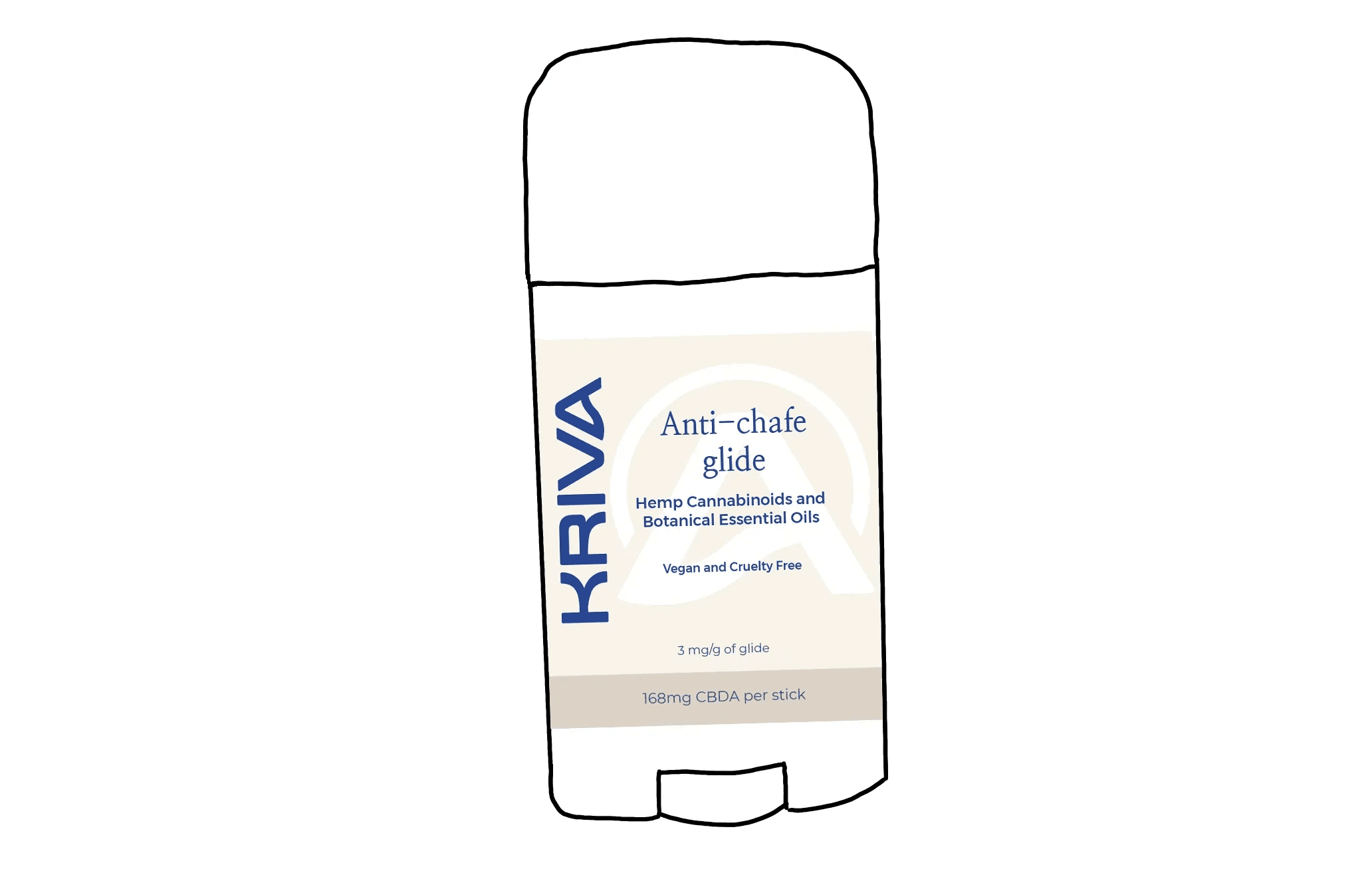 A drawing of Kriva's CBDa Anti-Chafe Glide product